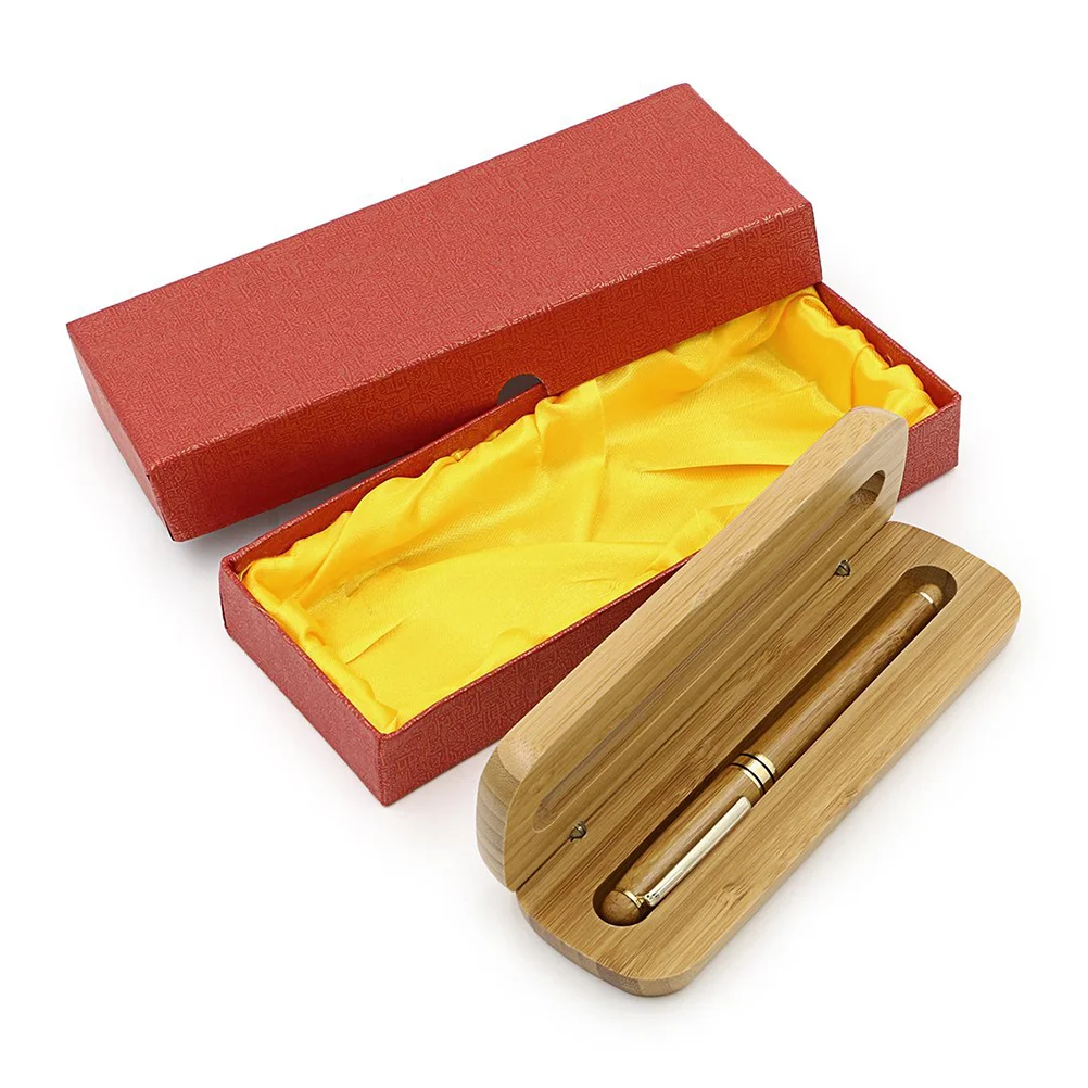 

Medium Nib Fountain Pen Natural Bamboo Writing Pen with Converter and Case (Red Packed)