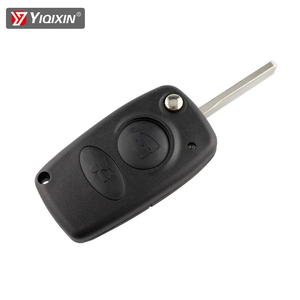 

YIQIXIN дистанционный автомобильный ключ, брелок для Alfa Romeo 166, 2 кнопки, складной флип-аварийный чехол с необрезанным лезвием, сменный чехол без логотипа