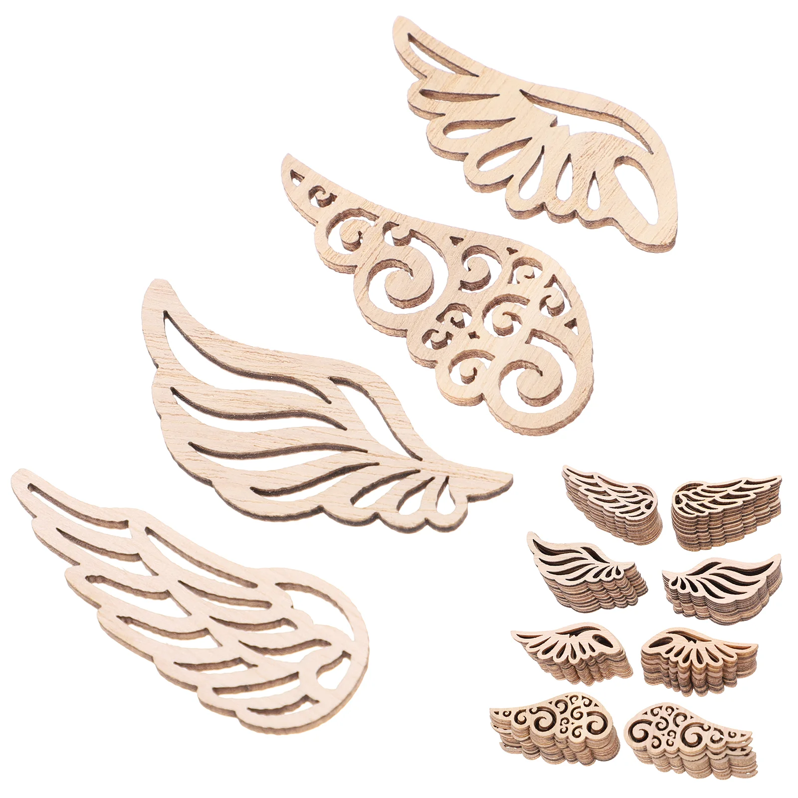 

80 PCS DIY Coloring Wooden Wing Patch Drawing Chip Painting Toy Decorations