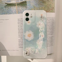 cute blue ink flower for iphone11promax12 13 pro max mini x xs 7 8 p xr laser chain