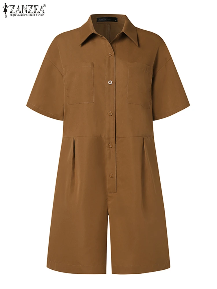 Комбинезон ZANZEA женский с отложным воротником повседневная одежда для работы