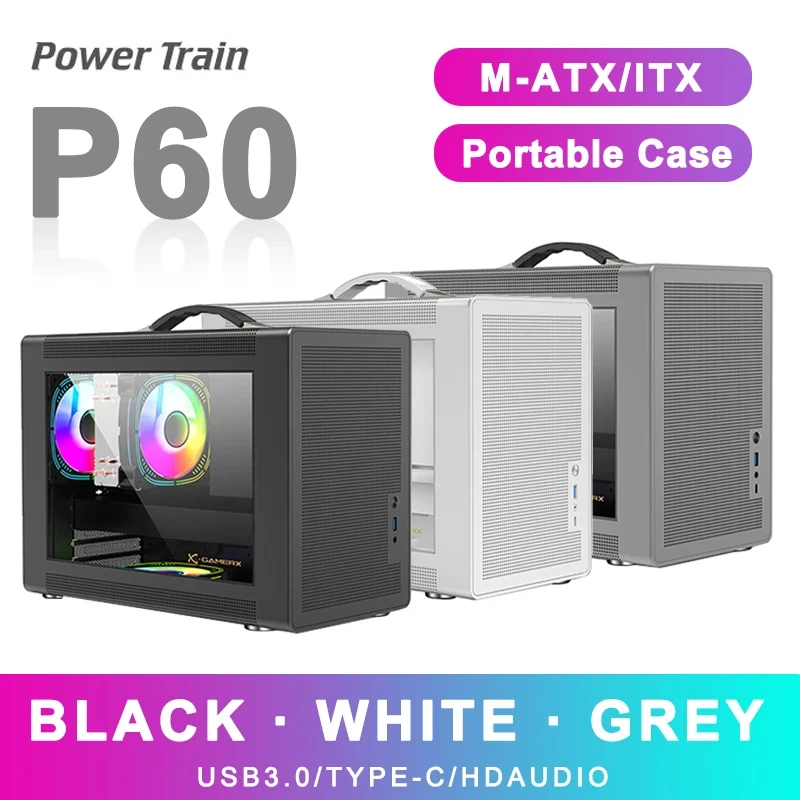 Power Train P60 M-ATX портативный компьютер чехол ITX материнская плата по стандарту ATX/SFX