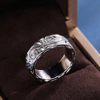 elegant silver color embossed floral flower branch leaves pattern finger ring for women party wedding engagement jewelry