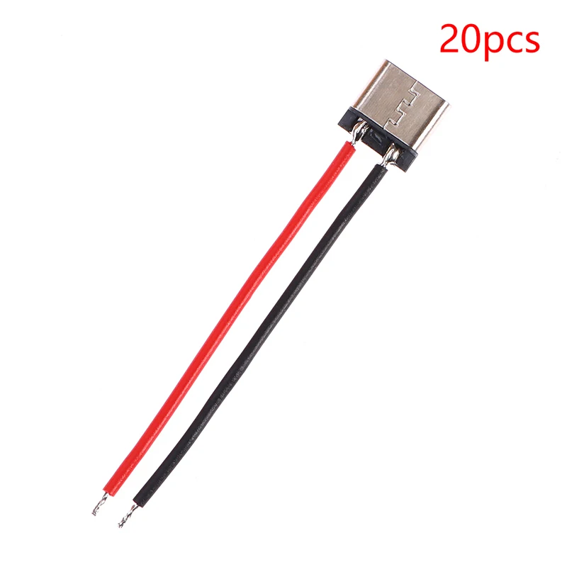 20 шт. Micro USB Type-C 2-контактный горизонтальный 2P простой паяный штекерный разъем для