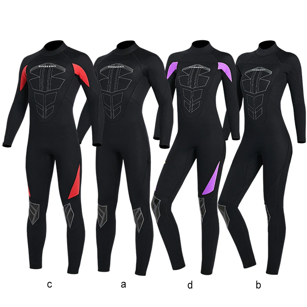Diving Suits Warm Wetsuit One-piece Long Sleeves Thermal Neoprene Durable Waterproof Surfing Clothing Women Black S