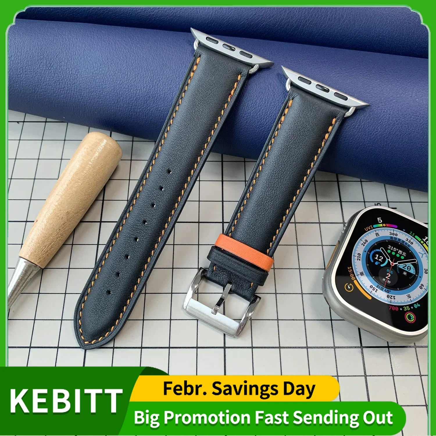 Kebitt For Apple Watch Series 10 Ultra2 9 8 7 6 Se 5 4 3 41MM 45MM 49mm 46mm 42mm Leather Strap Iwatch Band