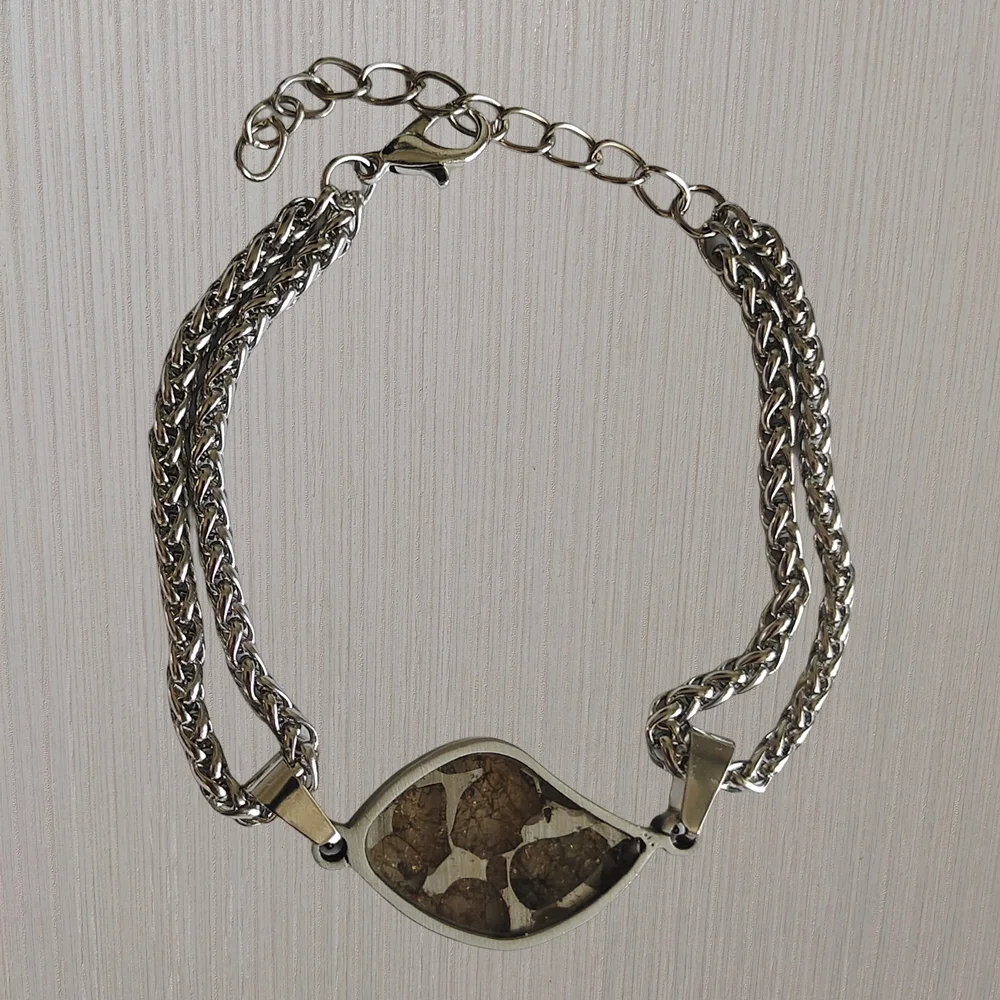 

Brenham olive meteorite bracelet natural meteorite jewelry bracelet adjustable -QB250