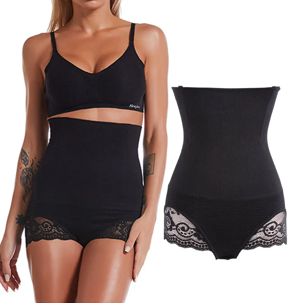 

Women Lace Shapewear Butt Lifter Shaper Waist Cincher Body Short Tummy Control Panty Hi-waist Thigh Slimmer Pants Black