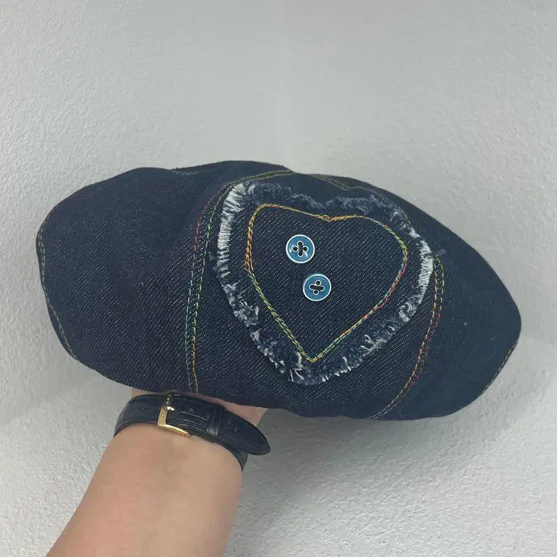 2022 модные дизайнерские береты с пуговицами в форме сердца для женщин хлопковая