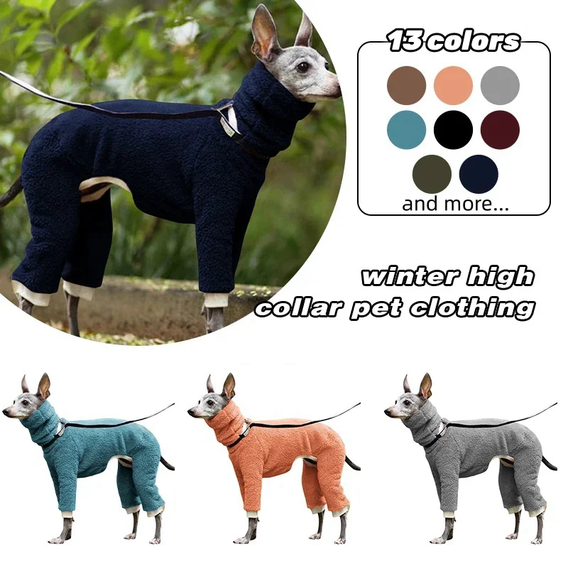 

2023 Fashion Loose Turtleneck Four Legged Whippet Cloth Onesie Winter Warm Fleece Greyhound Cloth Gree Dog Bedlington Dog Cloth