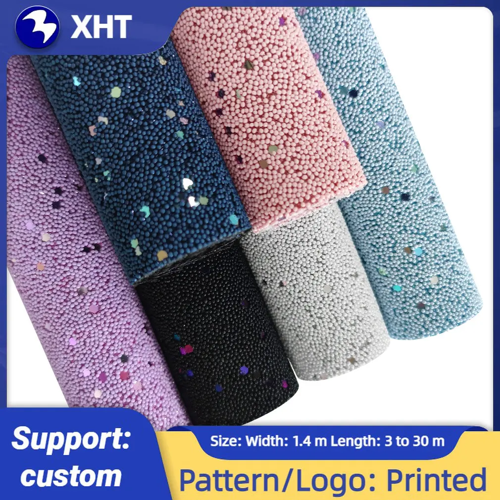 

30x135cm caviar Beads Glitter Faux Leather Fabric Sheet Twill Backing for Making Shoe/Bag/Handbag/Crafts