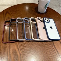 for iphone 11 13 12 pro max phone case luxury transparent silicone high quality skin friendly back shell colorful metal buttons