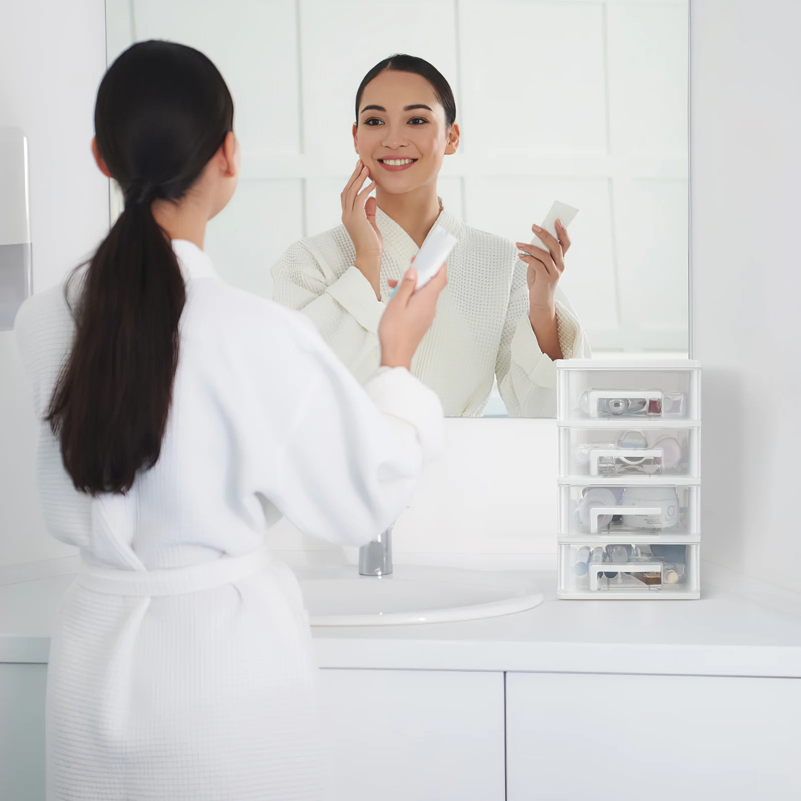 2-слойный держатель для хранения косметики органайзер с выдвижным ящиком сумка