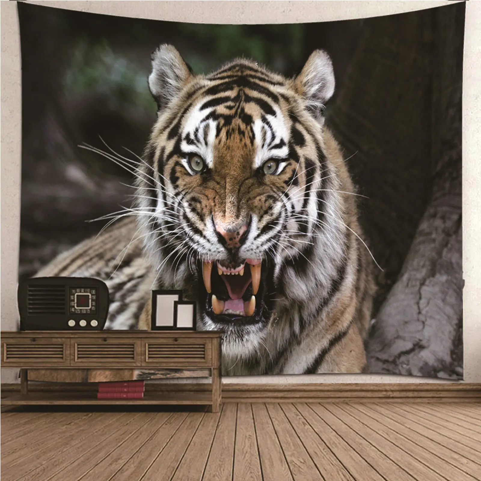 

Wall Hanging Kit Wall Art For Living Room Nature animal Minimalism Theme Tiger Pattern Wall Hanging Blanket Dorm Art Decor
