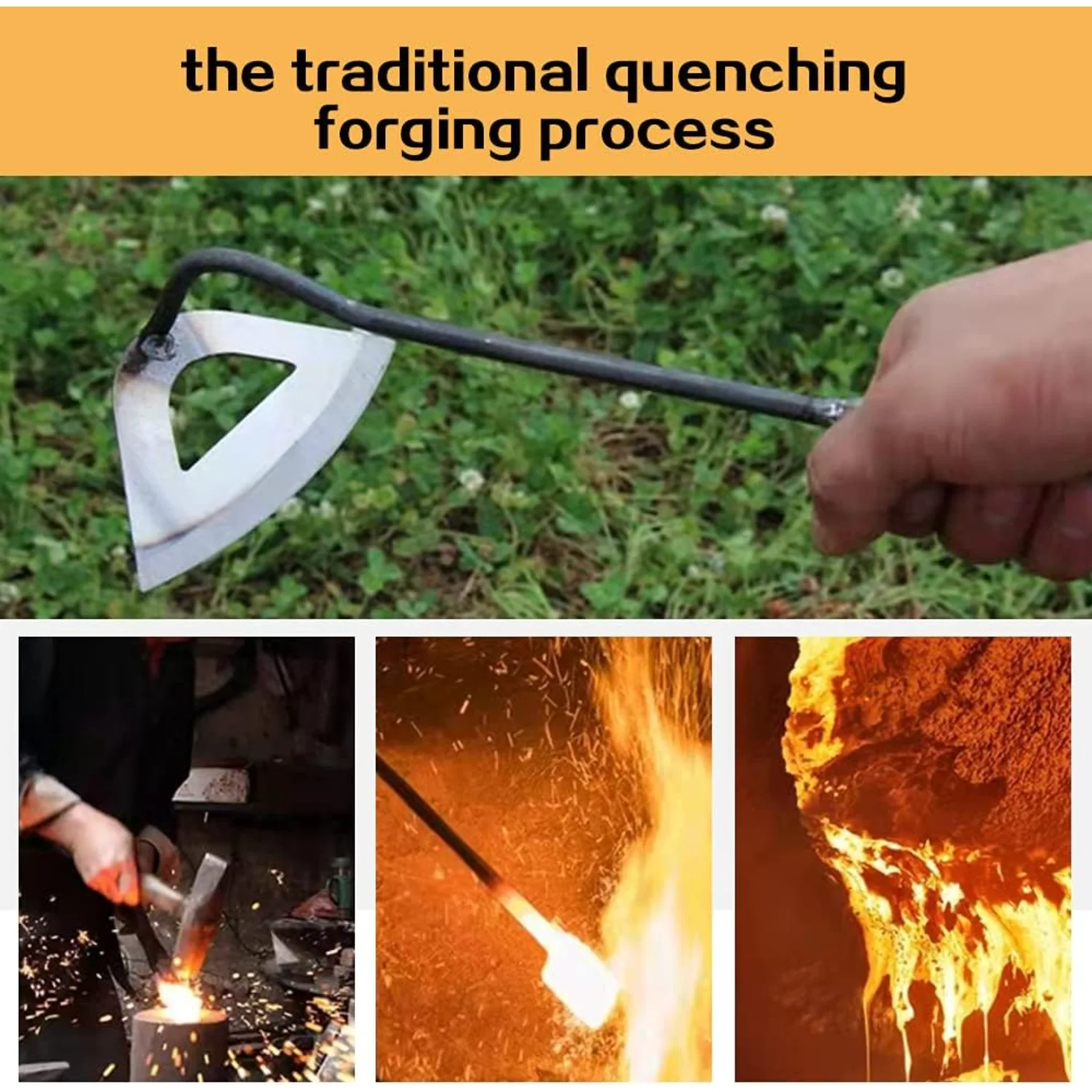 Садовая мотыга новая садовая для прополки цельностальная закаленная полая