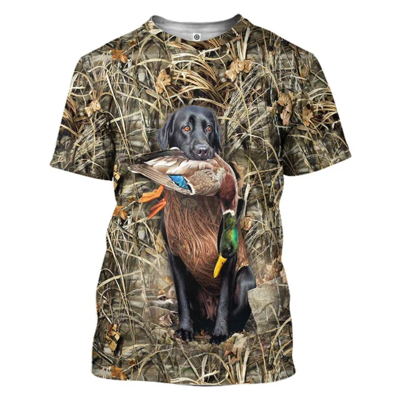 Фото Fashion Man Hunting Wild Duck Animal 3d Print T-shirt Top Round Neck Streetwear Casual Men's T Shirts Harajuku Cosplay Clothing №1