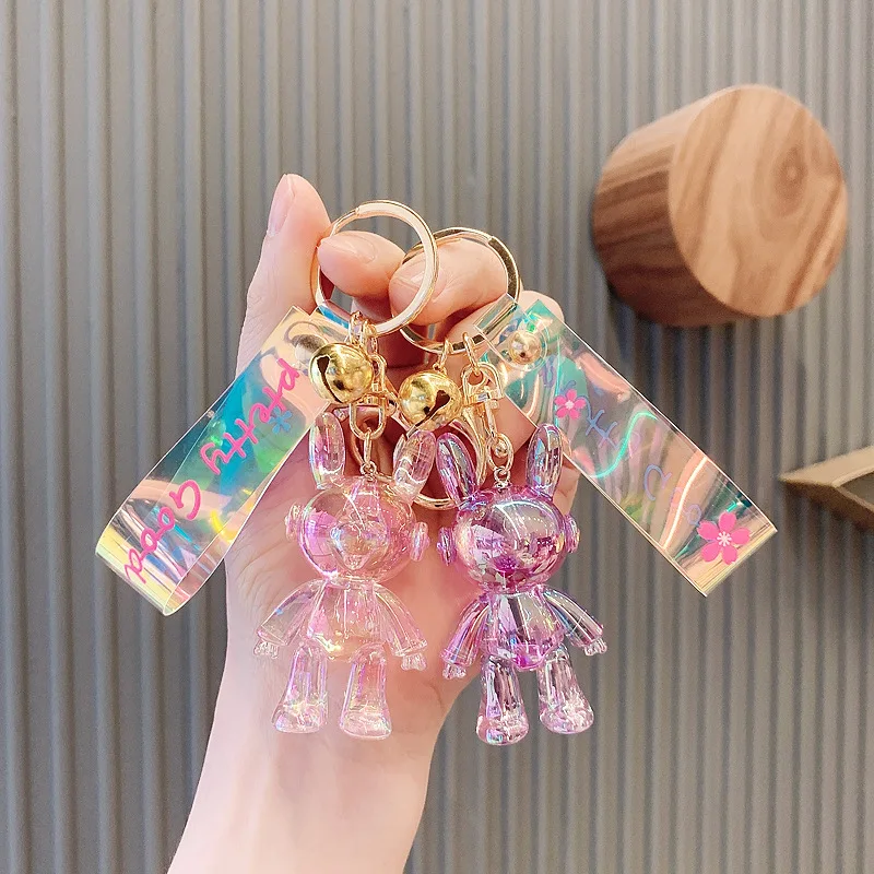 

Acrylic Gradient Rabbit Keyrings Cute Key Charm Creative Jewelry Pendant Bag Charm Key Ring Holder for Men Women