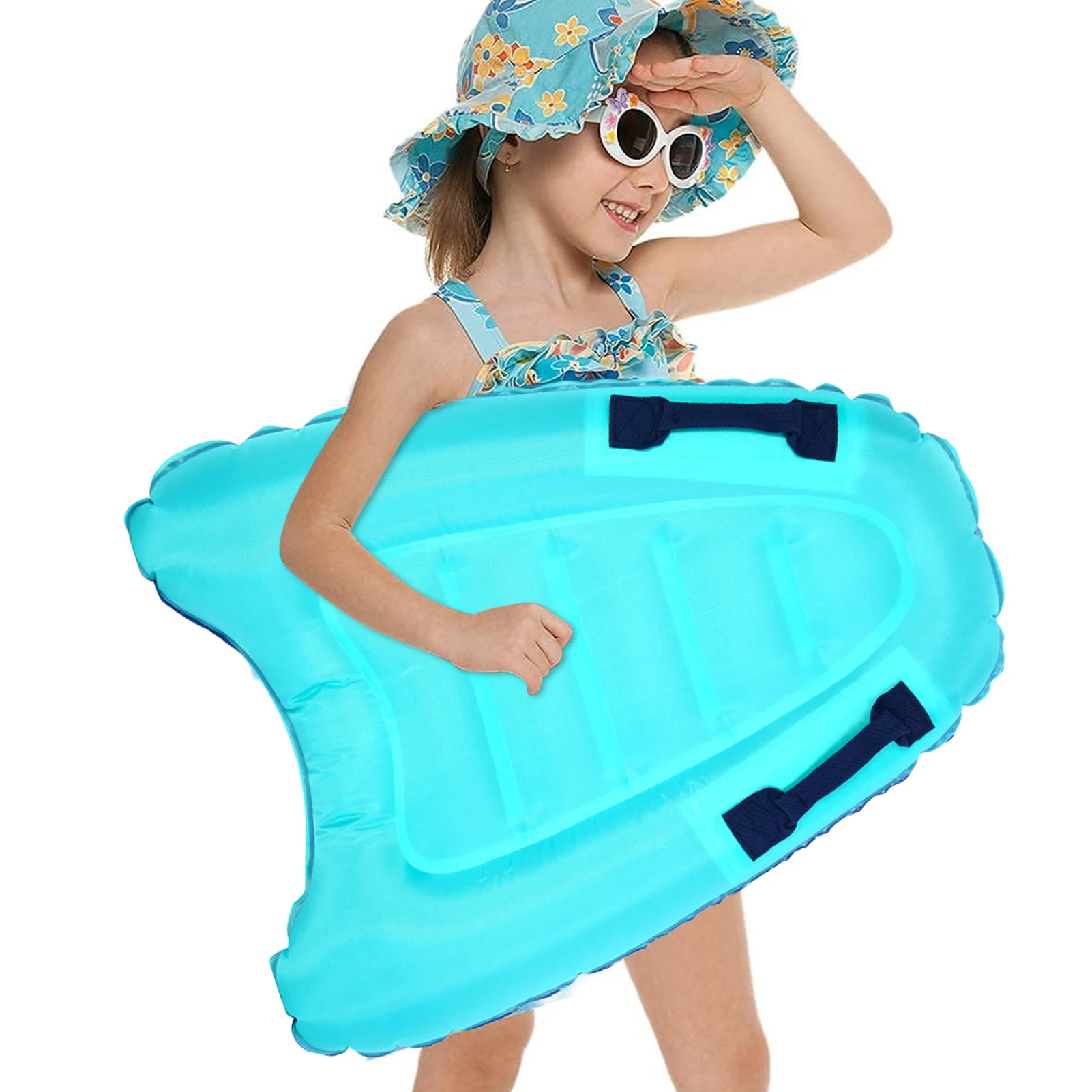 

Outdoor Kids Inflatable Surf Board Swimming Pool Floating Toys Surfboards with Multifunctional Belts and Handles 30 x 23 x 8 in