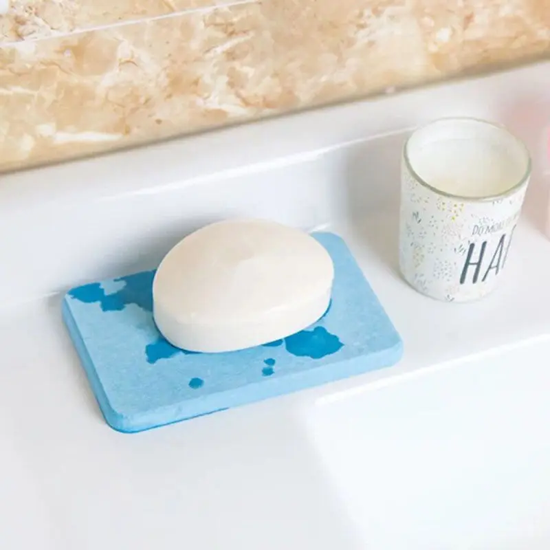 Useful Hot Bathroom Products Portable Soap Dishes Diatomite Soap Algae Drain Soap Mat Water Absorption Non-slip Deodorant