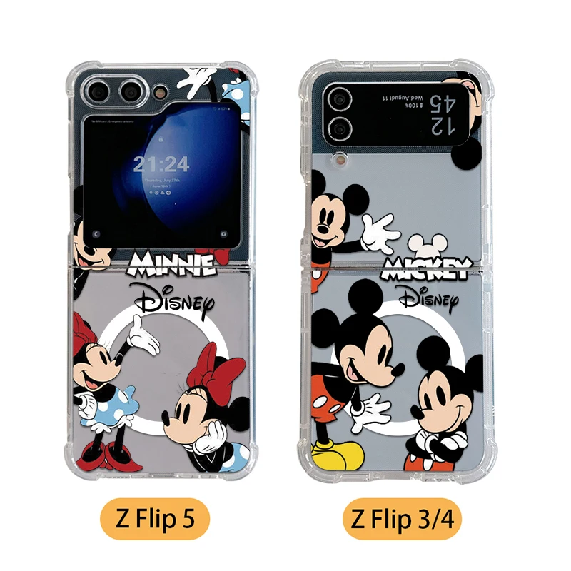 Милый забавный магнитный чехол для телефона с Микки и Минни Magsafe Samsung Galaxy Z Flip 3 4 5 6
