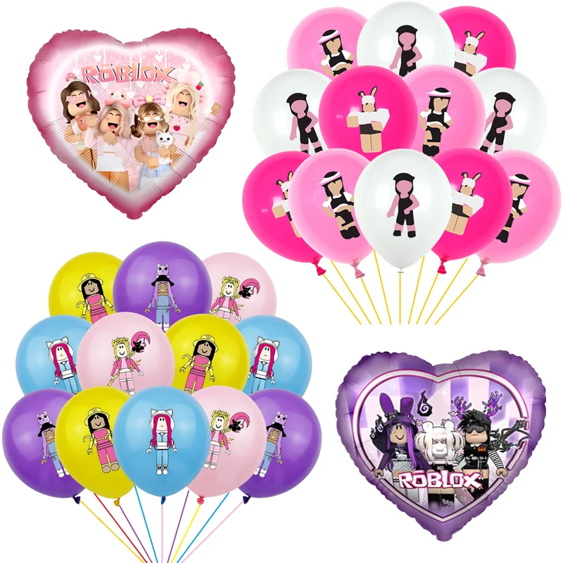 Фольгированные воздушные шары Robloxs розовые из латекса для девочек-роботов