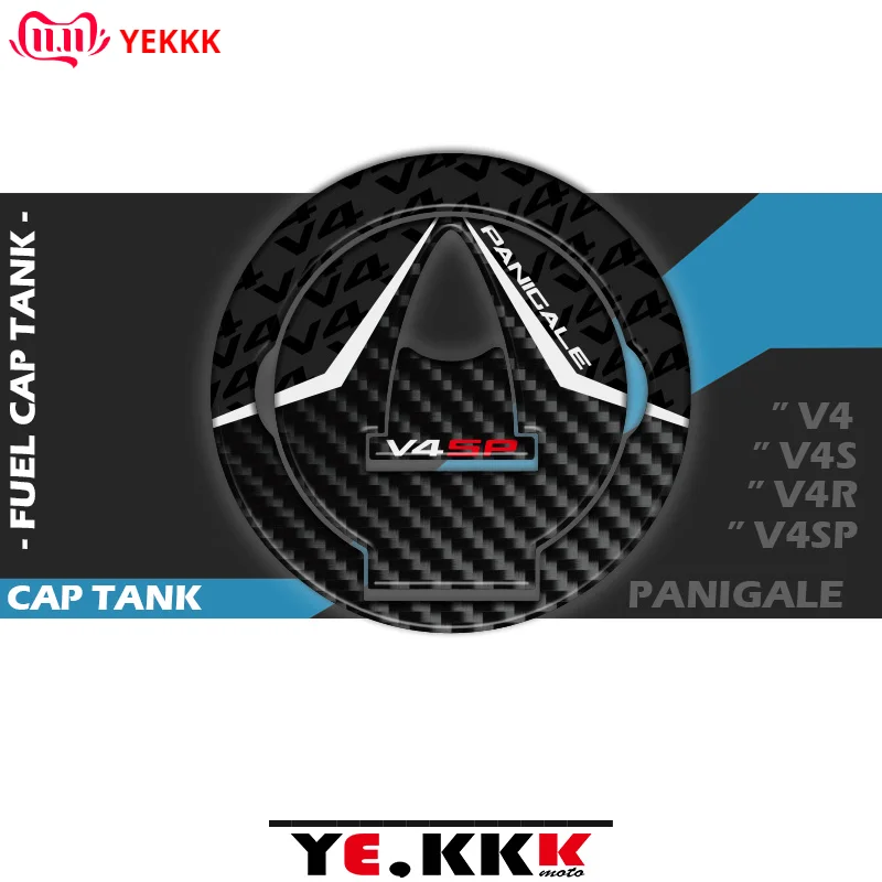 

For Ducati PANIGALE V4 V4R V4S V4SP 3D Fuel Tank Cap Sticker Fuel Cap Decal Carbon Fiber Texture V4 V4S V4SP V4R Logo