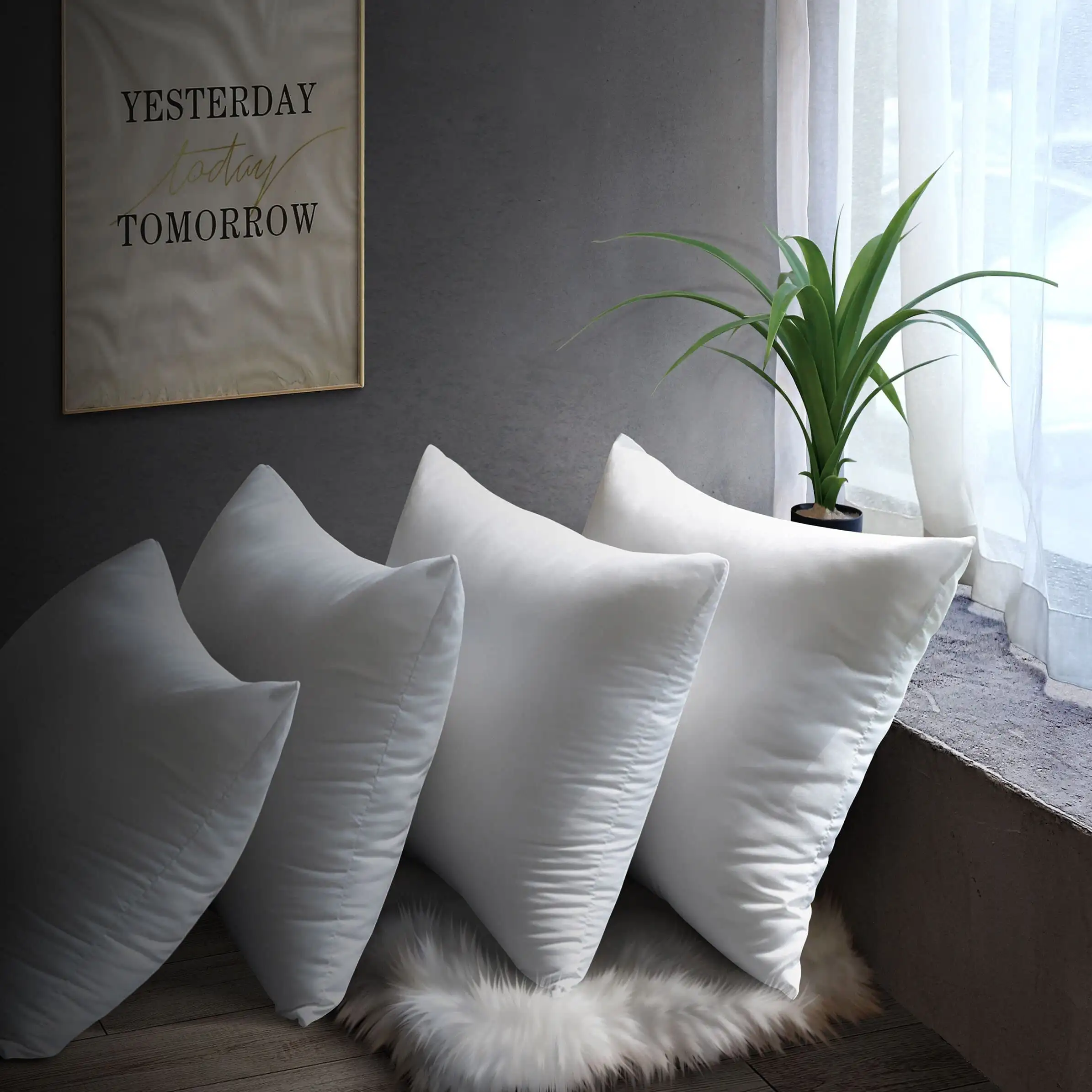 

Accent Home 18" x 18" Polyester Throw Pillow Insert, (4 Count)