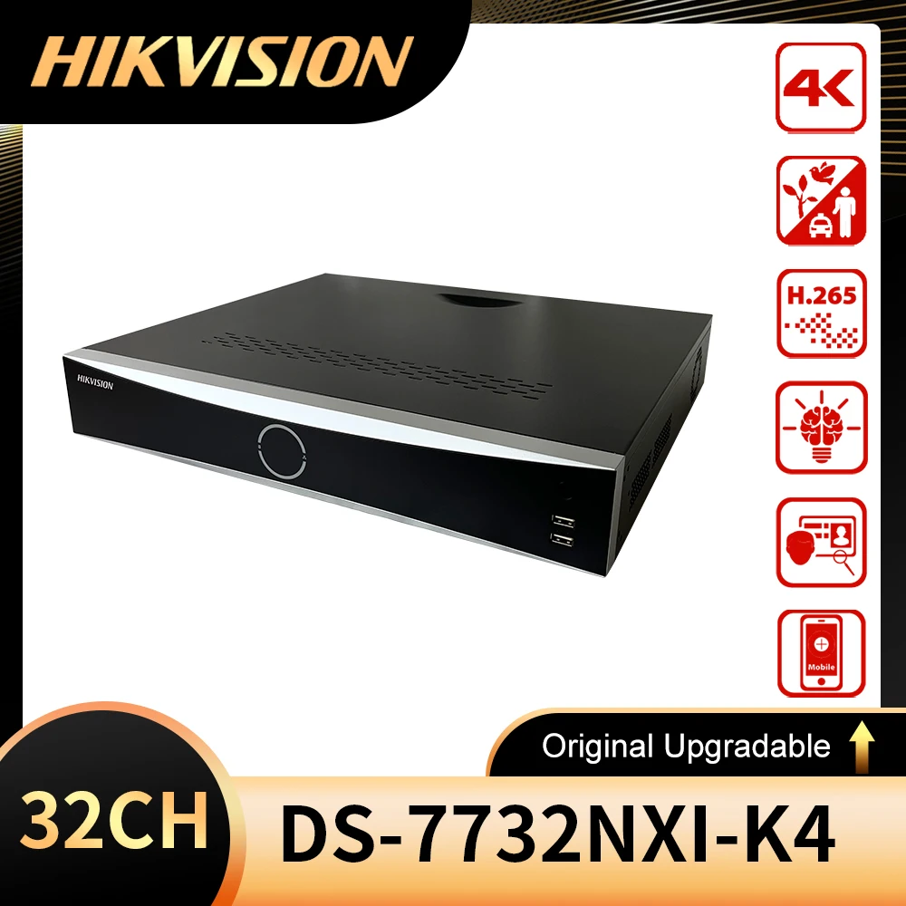 Hikvision NVR 32-канальный 4-канальный SATA DS-7732NXI-K4 AcuSense H.265+ Hik-Connect для простого управления