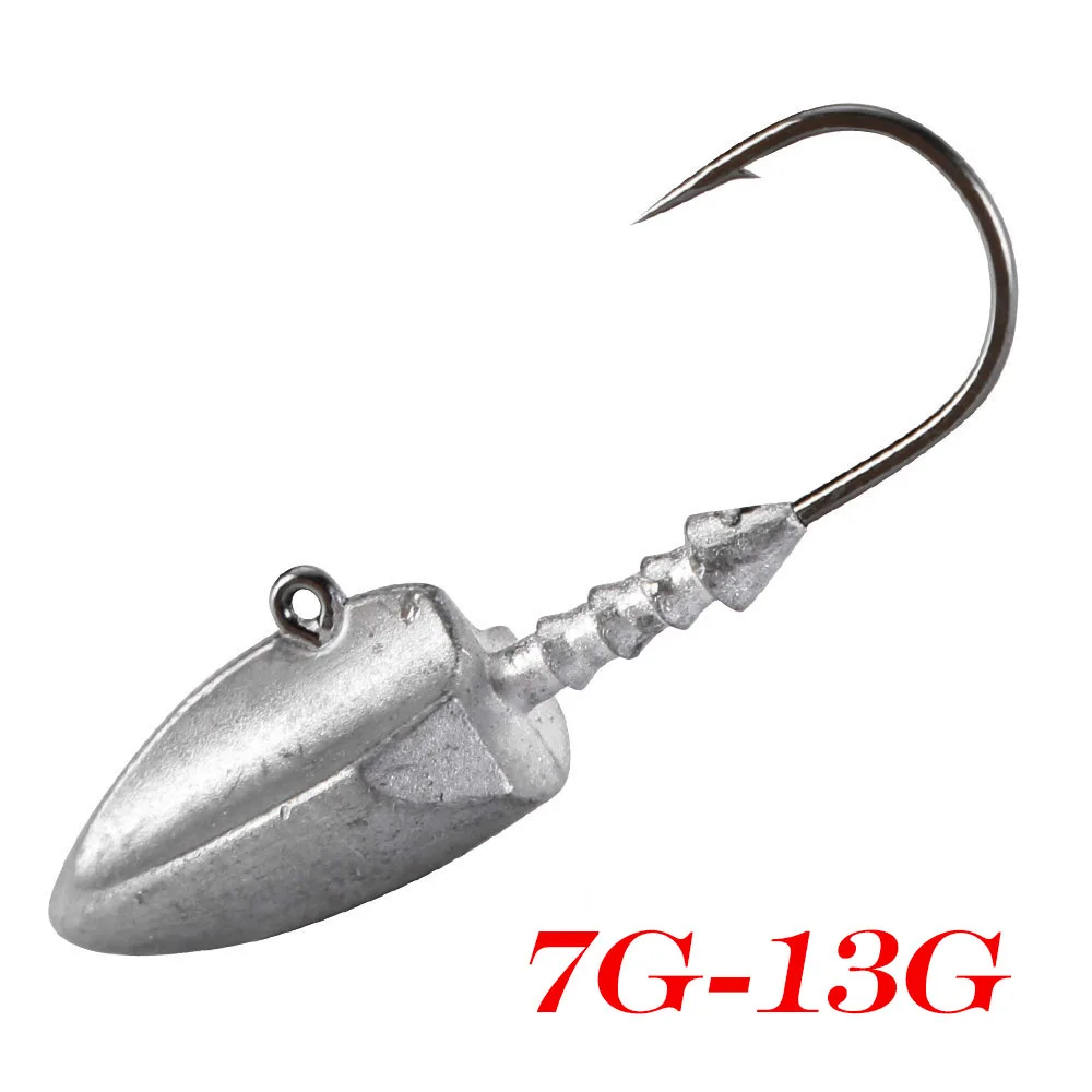 

TEUKIM Bullet Jig head 5pcs 9g -13g Screw Head Mustad Hook for Soft Lures Fishing Tackle Free shipping