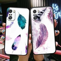 watercolor painting feathers phone case for xiaomi redmi 11 lite pro ultra 10 9 8 mix 4 fold 10t black cover silicone back prett