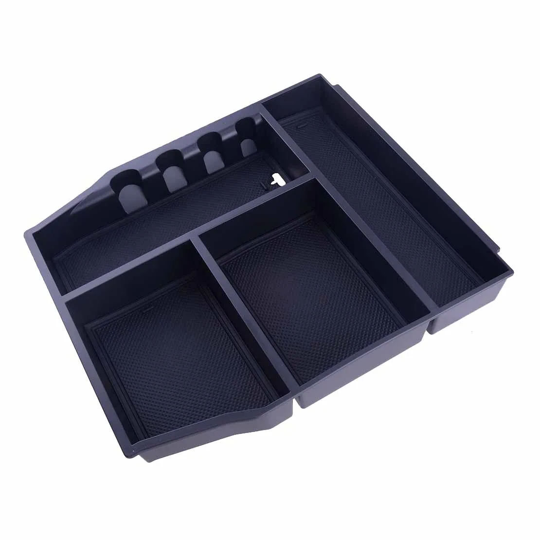 

Black Car Front Central Console Armrest Storage Box Container Organizer Tray with Cushion ABS Fit for Ford F150 2021 LHD