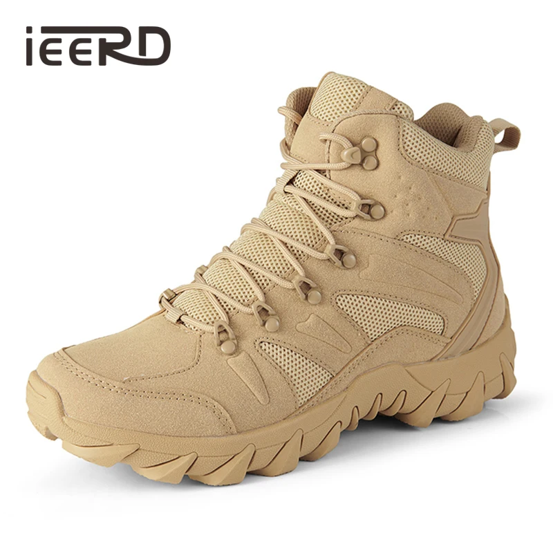 

Breathable Army Boots Men Suede Leather Desert Boots Wearable Rubber Outdoor Ankle Boots Hardcore Men's Combat Boots