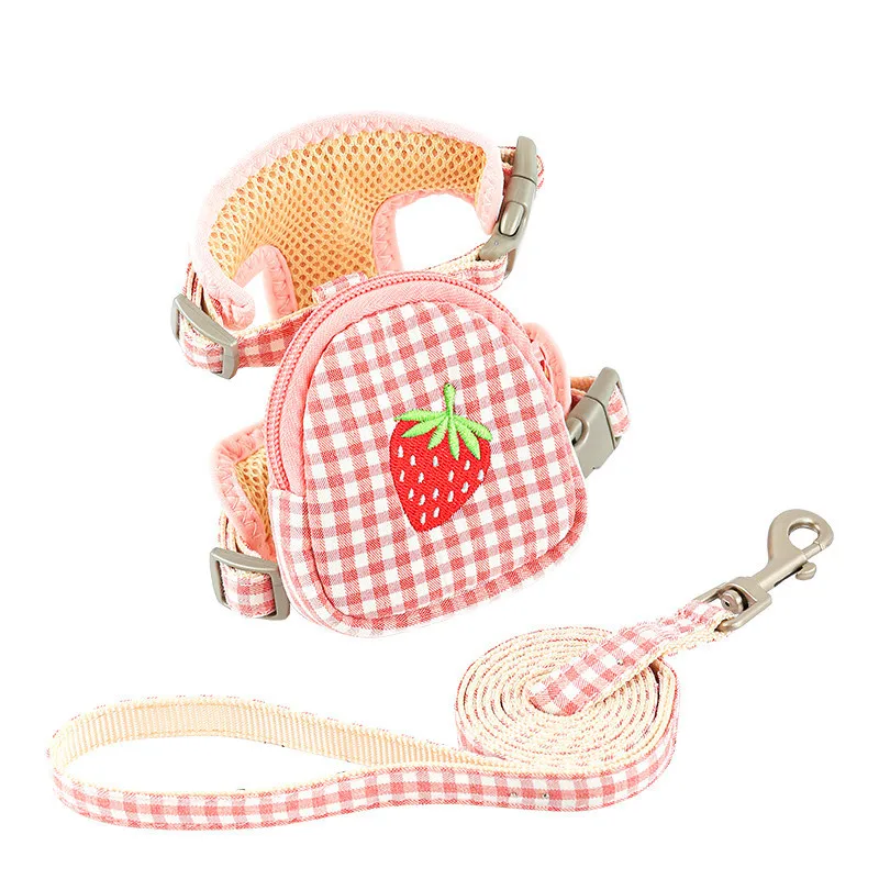 

Fruits pattern Vest type dog traction rope backpack Teddy small dog breast strap pet walking rope dog chain leash