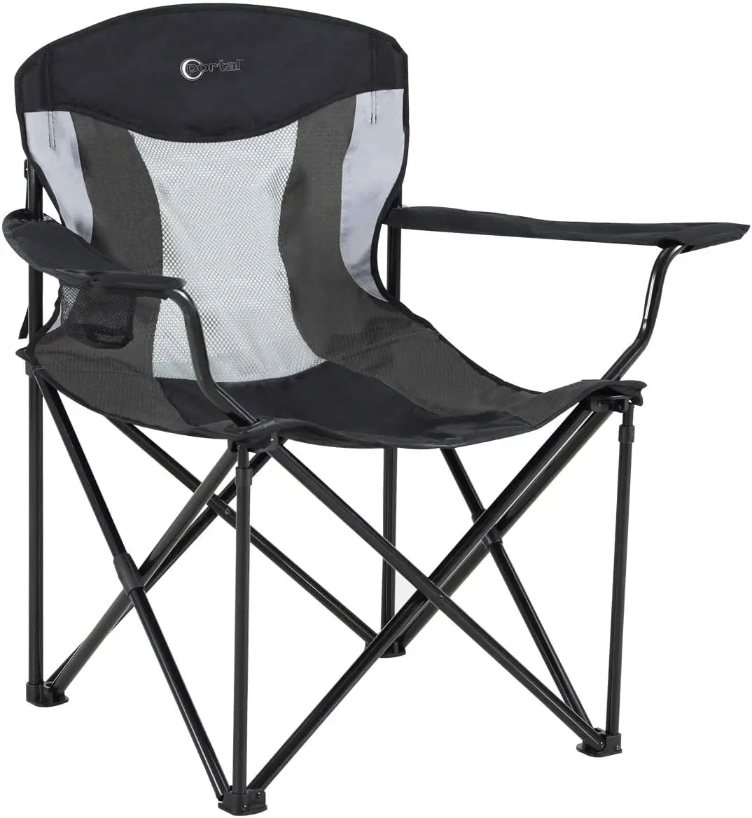 

Big and Tall Folding Portable Lawn Heavy Duty Foldable XXL Outdoor Camping Chair or Adults, Support Up to 600 lbs, /Grey