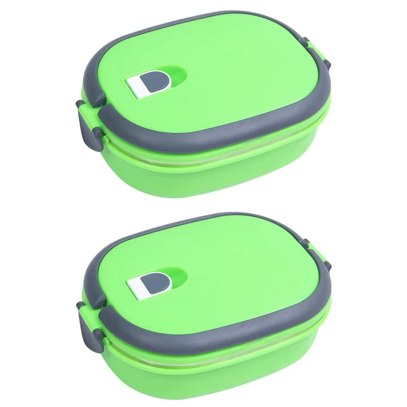 

2X High Quality Insulated Lunch Box Food Storage Container Thermo Thermal Green