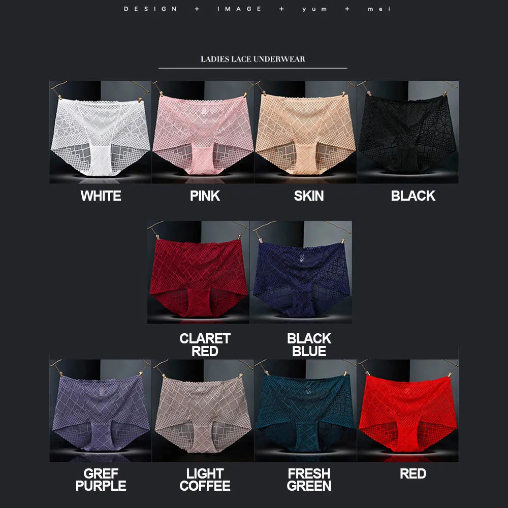 

Womens Lace Panties Sexy Mesh Hollow Transparent Cotton Bottom Briefs Breathable Knickers Elastic Underpants Comfy Lingeries