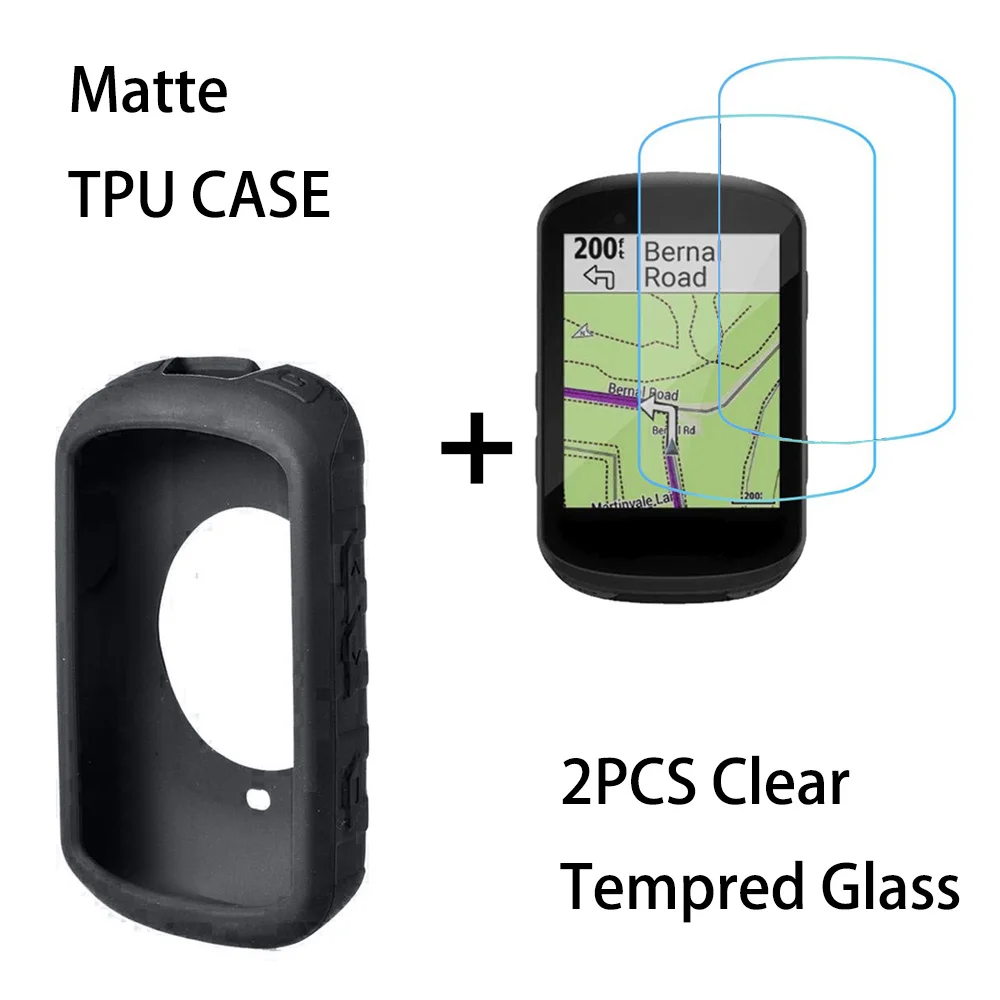 

For Garmin Edge 830 530 GPS Case Slip-proof Silica Gel Case and 2PCS Clear 9H Anti-knock Tempered Glass Screen Protector 830 530