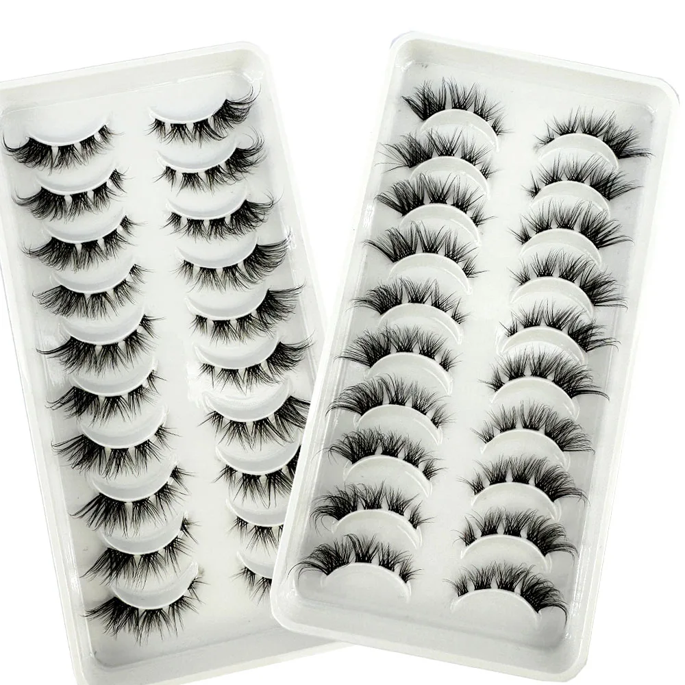 

NEW 10Pairs False Eyelashes Transparent Stem Eye Tail Elongated Little Devil Manga Eyelash Beauty Makeup Tool