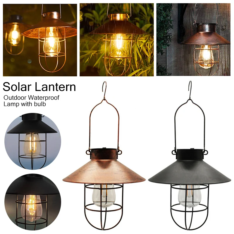 

Yard Hanging With Solar Outdoor Camping Vintage Decoration Light Light Retro Lamp Tungsten Waterproof Bulb Garden Lantern Tent