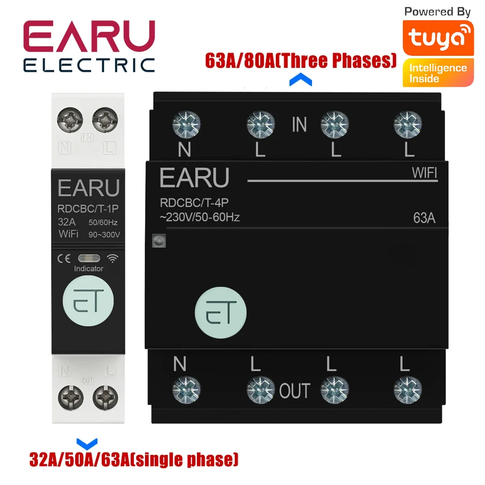 

EARUELECTRIC мини умный выключатель EAWCB-TUYA-1/2/4P