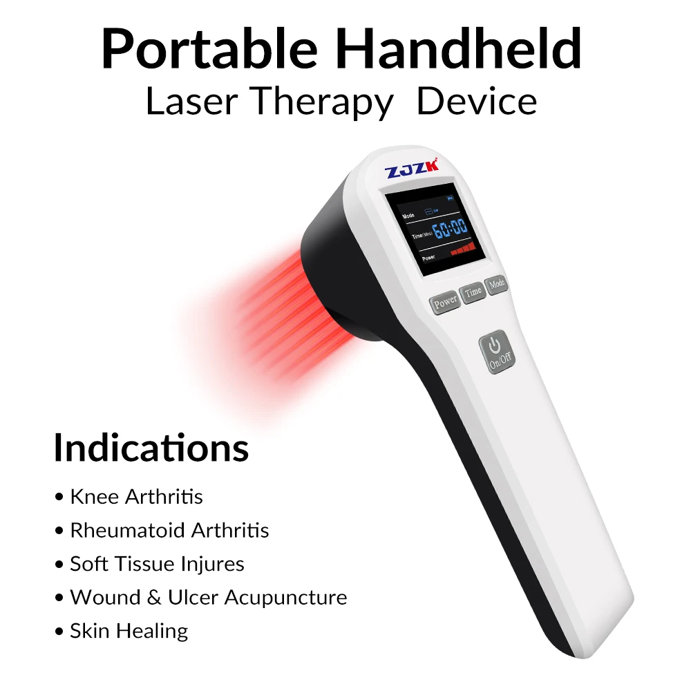 

ZJZK Low Level Cold Laser Therapy Device Home Use 650nm 808nm for Legs Arms Waist Pain Relief Inflammation Wound Healing 3000mAh