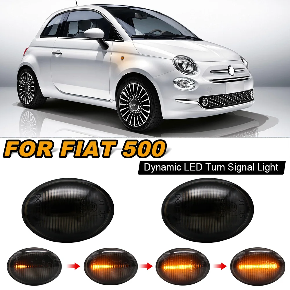 

2pcs Dynamic Amber LED Side Marker Indicator Light For FIAT 500 500C 500L Turn Signal Blinker Lamp For Abarth 500 595 695