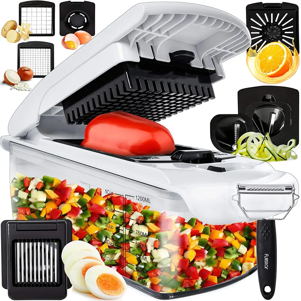 

Vegetable Chopper Plus Onion Chopper Veggie Dicer 9-in-1 Food Spiralizer Juicer 7 Blades