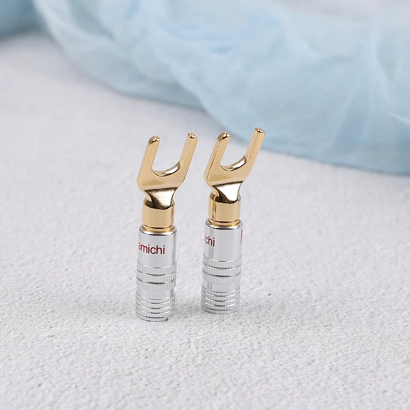 

4pcs/lot Gold Plated Screw Spade Banana Plug Connector 4mm Speaker Wire Cable