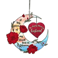 heart moon ornaments painted acrylic pendant decoration memorial painted acrylic ornaments for wedding and home decorations