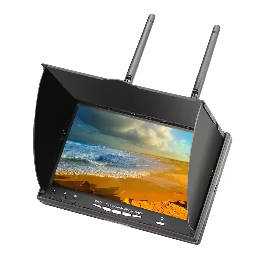 Фото 5.8G 40-канальный FPV-монитор LCD5802D 7 дюймов, разрешение 800*480, со встроенным DVR и аккумулятором, для видеосъемки на мультикоптерах, пластиковый корпус №2