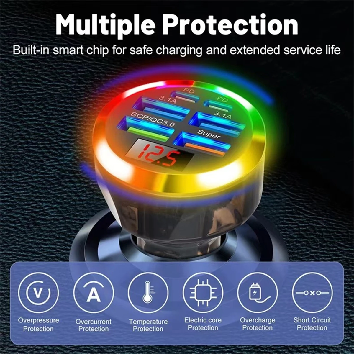 Автомобильное Зарядное Устройство Usb C 150 Вт Адаптер 6-в-1