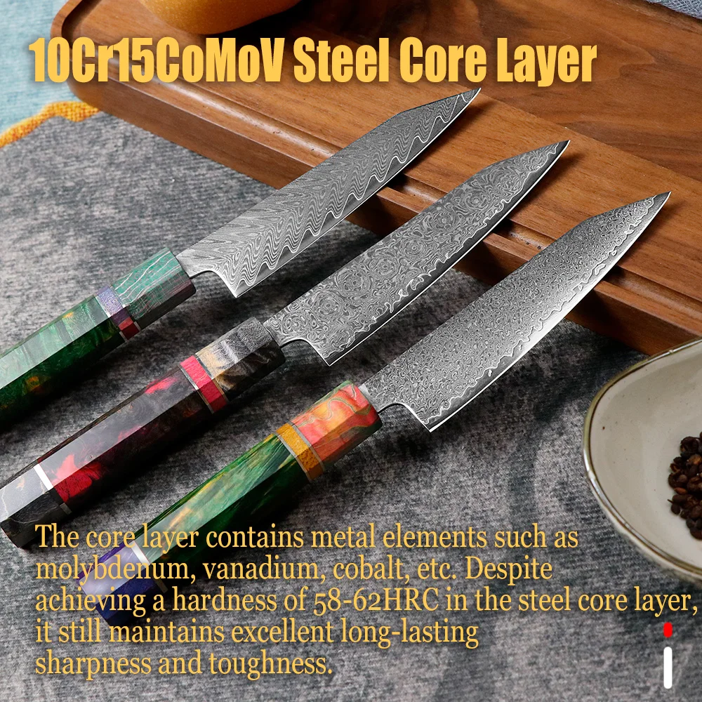 JUMCSONG 67-слойный 5-дюймовый универсальный нож из дамасской стали бытовой