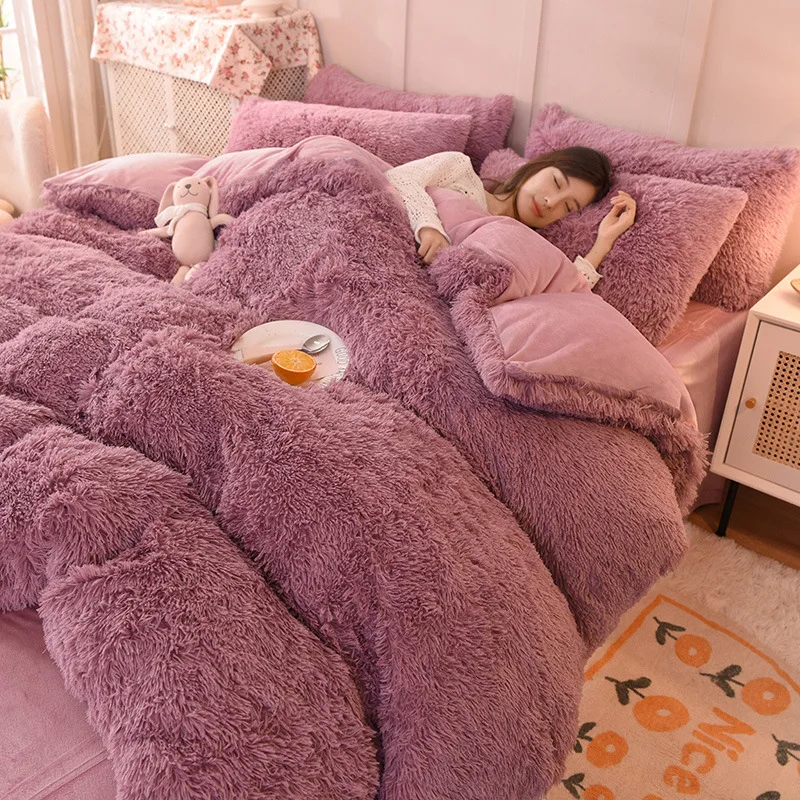 

Домашний текстиль осень-зима домашняя спальня утолщенные кристаллы бархат 4 шт. плюшевые простыни покрывала теплые мягкие одеяла комплект ...