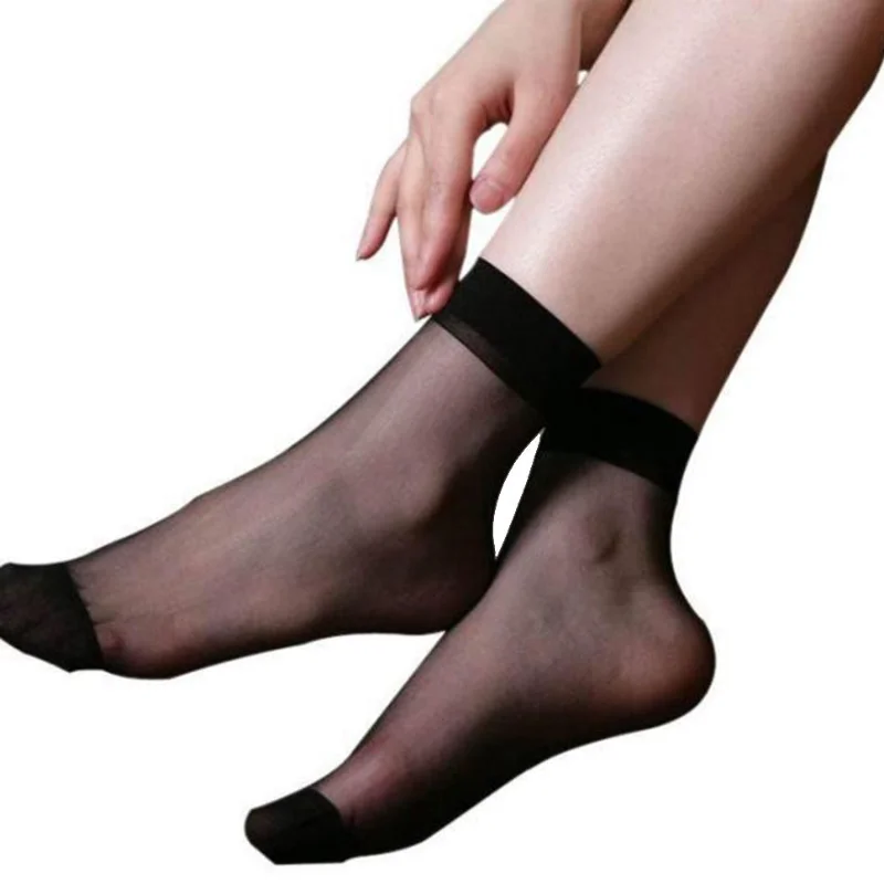 20Pairs Short Socks Summer Thin Crystal Silk Sock Women Sexy Black Skin Color Elastic Silky Ankle Short Socks for Girls Socks